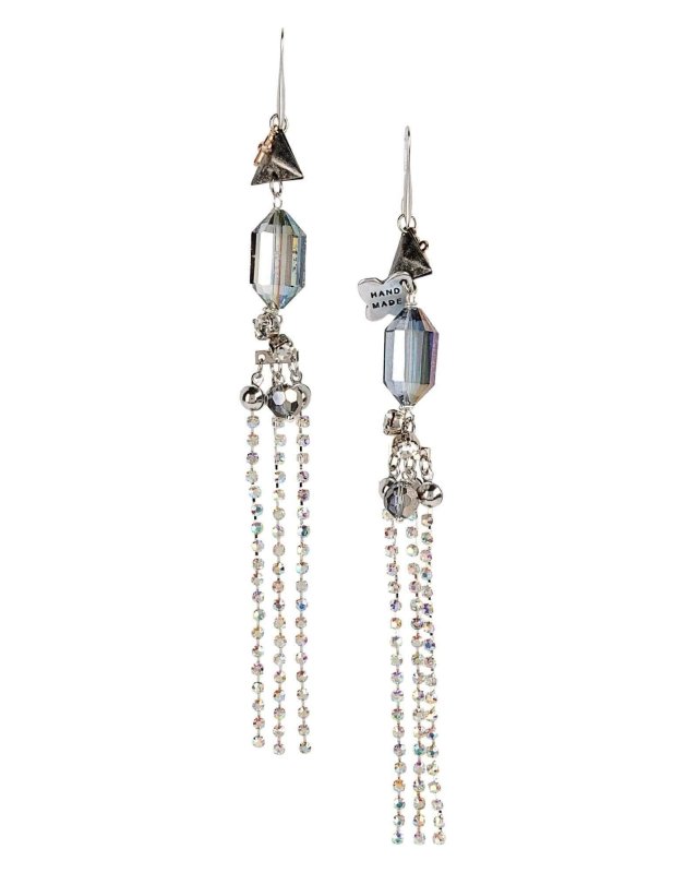 Long drop earrings with crystal details - Earrings - British D'sire