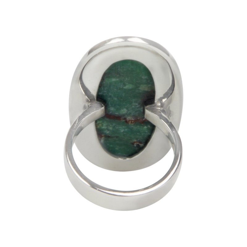 Long Oval Shaped Chrysoprase Sterling Silver Ring - Rings - British D'sire
