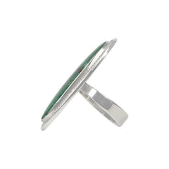 Long Oval Shaped Chrysoprase Sterling Silver Ring - Rings - British D'sire