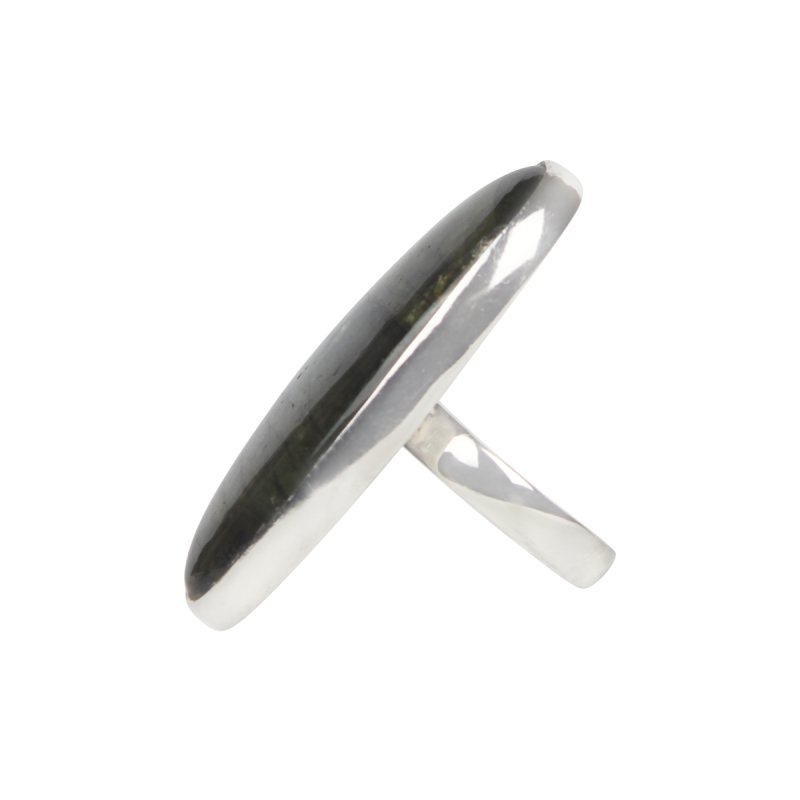 Long Oval Shaped Chunky Labradorite Sterling Silver Ring - Rings - British D'sire