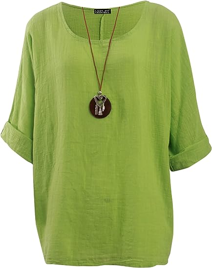 Love My Fashions® New Womens Italian Lagenlook Crew Neck Long Sleeve Plain Casual Loose Fit Tunic Top Plus Size UK - Women's Top - British D'sire