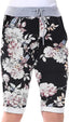 Love My Fashions® Women's Italian Shorts Ladies Summer Cotton Turn-Up 3/4 Cropped Printed Trousers Elasticated Drawstring Knee-Length Denim Magic Shorts - British D'sire