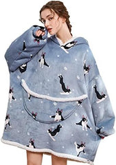 Lushforest Blanket Hoodie for Women, Girls Oversized Blanket Hoodie, Warm Wearable Hoodie Blanket, Super Soft Sherpa Fleece Sweatshirt with Giant Pocket, One Size Robe for Boys Men Teens - British D'sire