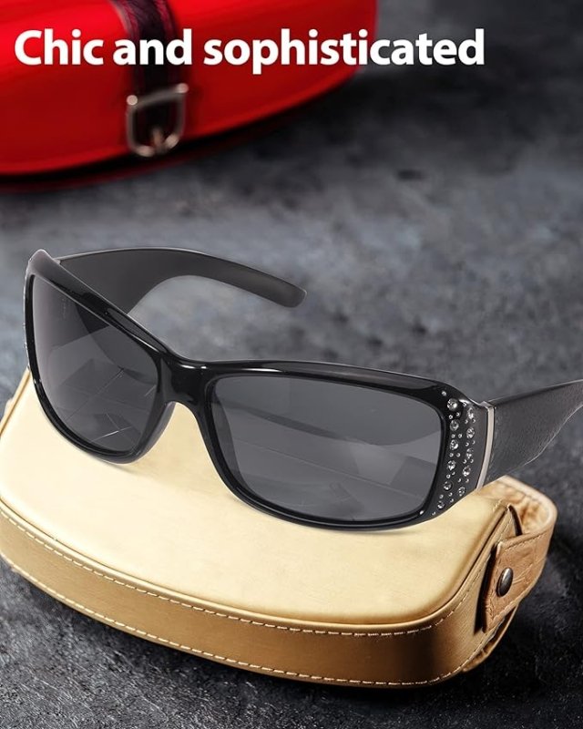 LVIOE Sunglasses Womens Polarised Rhinestones Wrap Around Ladies Sunglasses UV Protection - British D'sire