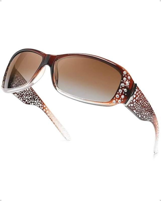 LVIOE Sunglasses Womens Polarised Rhinestones Wrap Around Ladies Sunglasses UV Protection - British D'sire