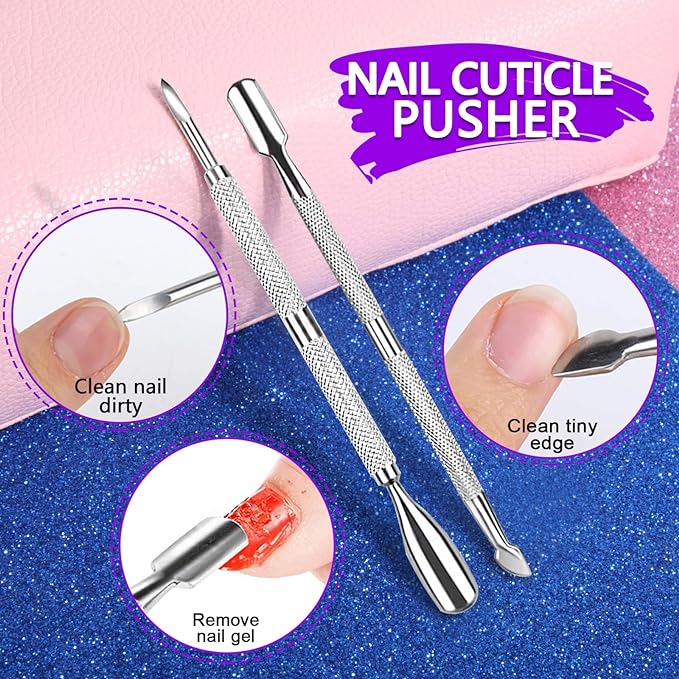 Manicure Nail File Kit-3Pcs Double Sided Nail File, Rectangular Nail Buffer, 4 Step Buffing Block, 3Pcs Cuticle Clipper & Pusher, and Nail Brush, Complete Nail Kit with Buffer for Salon Nail Art Secondary image