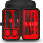 Manicure Pedicure Set Nail Clippers Kit 7 Pcs Stainless Steel Hygiene Kit Portable Nail Trimming Set and Grooming Tools with Fine Leather Case [Gift Box] (Black) - Skin Care Kits & Combos - British D'sire