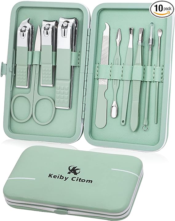 Manicure Set 10pcs Professional Nail Clippers Kit Pedicure Care Tools-Stainless Steel Grooming Tools for Travel - Skin care kits & bundles - British D'sire