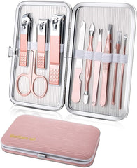 Manicure Set 10pcs Professional Nail Clippers Kit Pedicure Care Tools-Stainless Steel Grooming Tools for Travel - Skin care kits & bundles - British D'sire