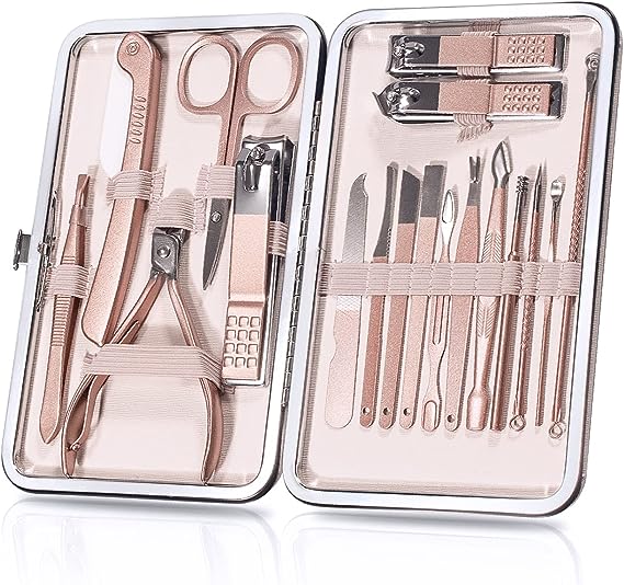 Manicure Set, 18Pcs Nail Clippers Pedicure Kit Nail Care Kit Manicure Professional Tools Gift for Men Women Friends and Parents - Skin Care Kits & Combos - British D'sire