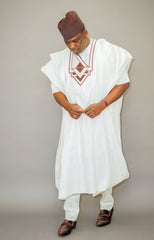 Mario Thompson Exclusive African Three Piece Agbada (White) - Mens Suits - British D'sire