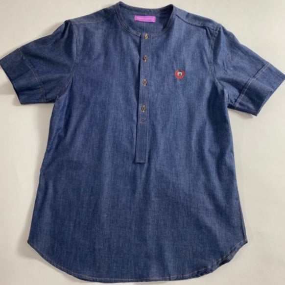 Mario Thompson Exclusive Denim Shirt (Dark Blue) - Mens T-Shirts & Shirts - British D'sire