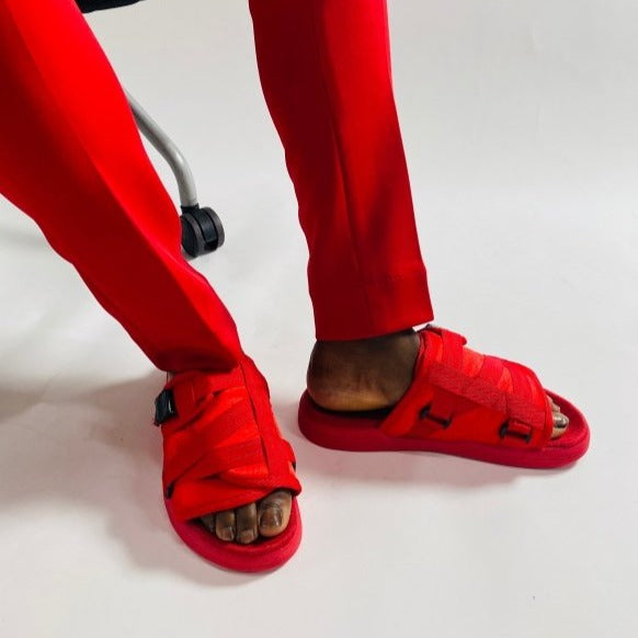 Mario Thompson Exclusive Slide Slippers (Red) - Mens Flip Flops - British D'sire