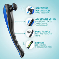 Massager Cordless Deep Tissue Massager, Cordless Massage with Adjustable Speed Settings, Percussion Massagers, Five Massaging Attachments, Release Muscle Knots, Improves Blood Circulation - British D'sire