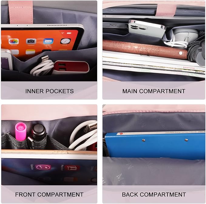 MATEIN Pink Laptop Bag for Women, Handbag with Laptop Compartment 15.6 Inch Ladies Briefcase Office Work Bags Laptop Case Secondary image