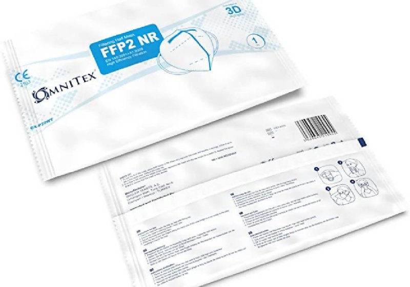 Max.Medsurge Omnitex Individually Wrapped High Filtration FFP2 White Face Mask (Box of 20) Secondary image