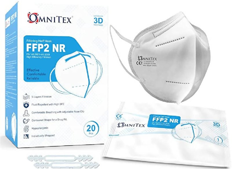 Max.Medsurge Omnitex Individually Wrapped High Filtration FFP2 White Face Mask (Box of 20) - More Health Care Supplies - British D'sire Main image