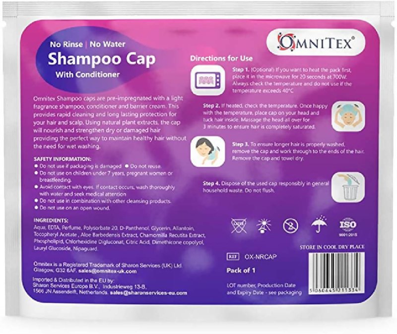 Max.Medsurge Omnitex Premium Rinse Free Microwaveable Shampoo Cap - Bath & Shower - British D'sire