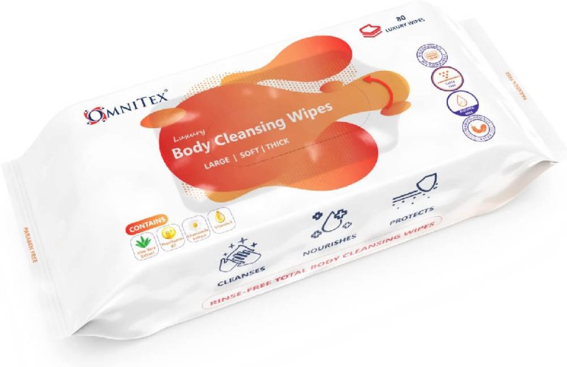 Max.Medsurge Omnitex Thick Luxury Body Cleansing Wipes (Pack OF 80) - Body Care - British D'sire