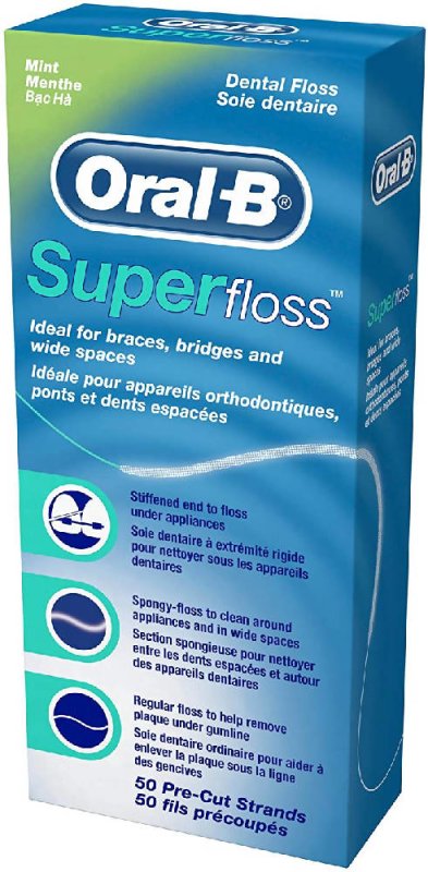 Max.Medsurge Oral-B Super Floss 50 Pieces Pre-Cut, 100 g, (Pack of 6) - Dental Care - British D'sire