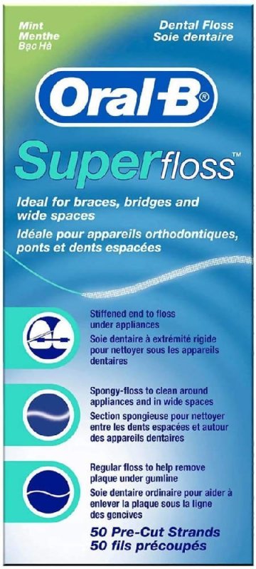 Max.Medsurge Oral-B Super Floss 50 Pieces Pre-Cut, 100 g, (Pack of 6) - Dental Care - British D'sire