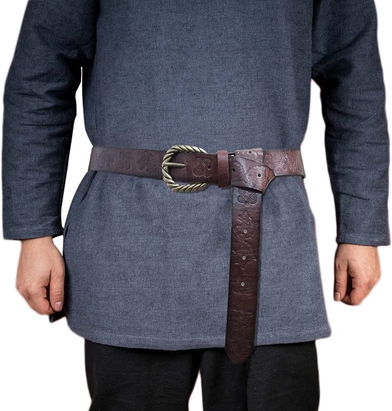 Medieval Faux Leather Belt, Renaissance Knight Belt, Viking Dragon Pattern Embossed Belts, Vintage Cosplay Costume Accessories for Men - Mens Accessories - British D'sire