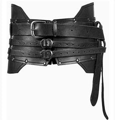 Medieval Heavy Duty Vintage Armor Belt, Adjustable Decorative Faux Leather Waistband Punk Corset for Women Men Cosplay (Black) - Mens Accessories - British D'sire