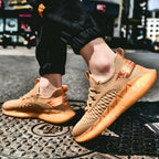 Men Lightweight Breathable Mesh Sneakers Flying Woven Casual Running Shoes, Size: 38 (Plus Velvet Winter Gray) - Running Shoes - British D'sire