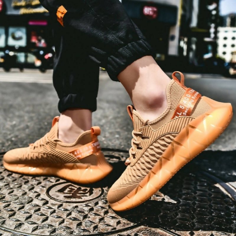 Men Lightweight Breathable Mesh Sneakers Flying Woven Casual Running Shoes, Size: 38 (Plus Velvet Winter Gray) - Running Shoes - British D'sire