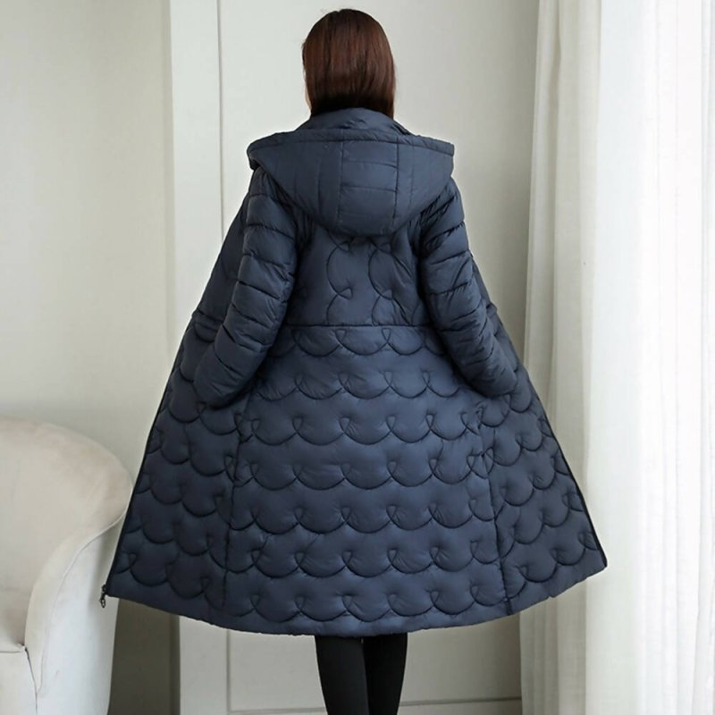 Mid-length Lightweight Down Padded Jacket (Color:Blue Size:L) - jacket - British D'sire