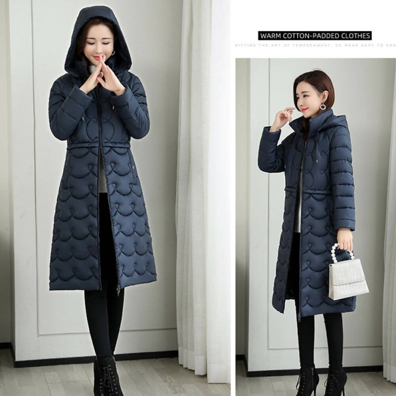 Mid-length Lightweight Down Padded Jacket (Color:Blue Size:L) - jacket - British D'sire