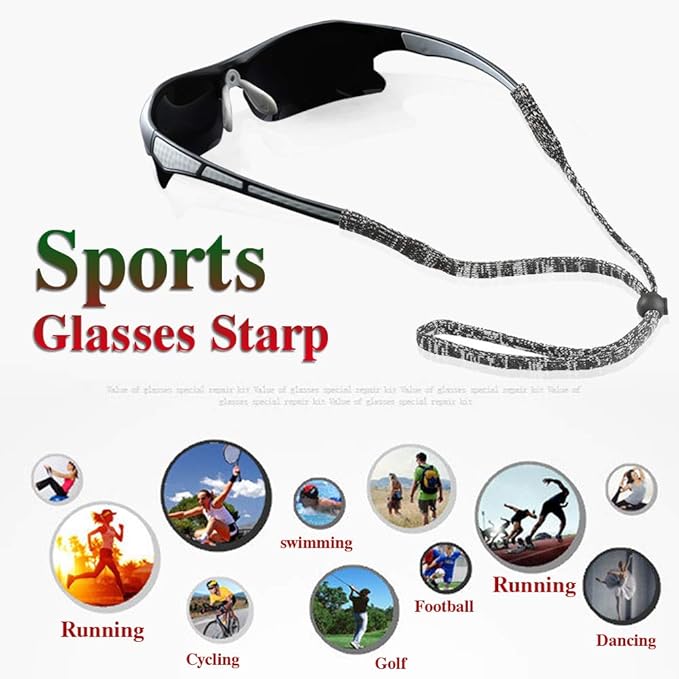 Mini Tree 5 PCS Sports Eyeglass Strap Sunglasses Lanyard Adjustable Non-Slip Eyewear Retainer Glass Cord for Running Camping Reading Outdoor - British D'sire