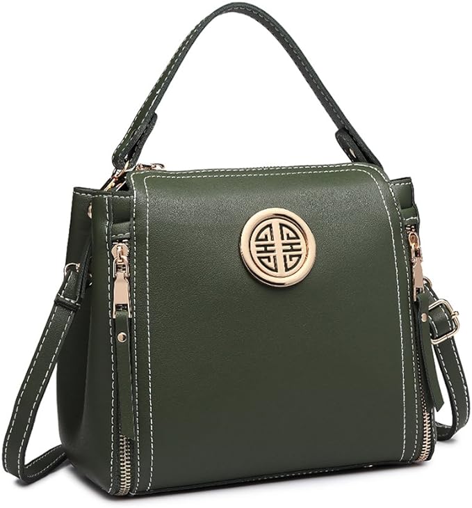 Black Shoulder/Crossbody messenger handbags for women by Miss Lulu | Made from PU leather for Travel, Dates, School Secondary image