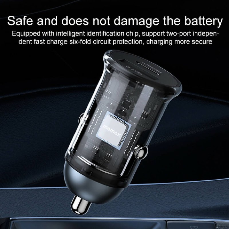 MOMAX UC18 30W Dual Port QC3.0 Car Fast Charger Secondary image