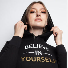Motivational Queen Believe in Yourself Hoodie – White - Womens Hoodies & Sweatshirts - British D'sire