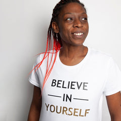 Motivational Queen Believe In Yourself T-shirt – White - Womens Hoodies & Sweatshirts - British D'sire
