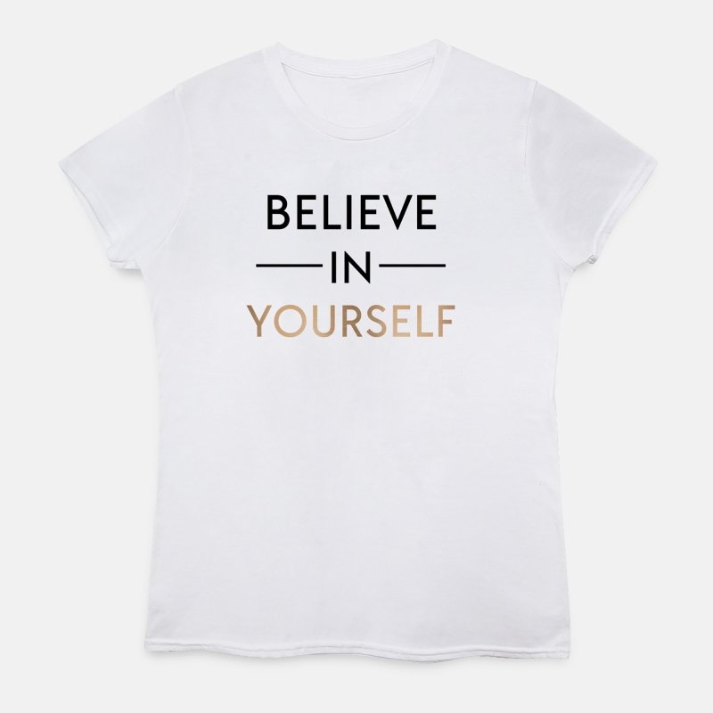 Motivational Queen Believe In Yourself T-shirt – White - Womens Hoodies & Sweatshirts - British D'sire