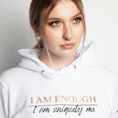 Motivational Queen I Am Enough Hoodie – White - Womens Hoodies & Sweatshirts - British D'sire