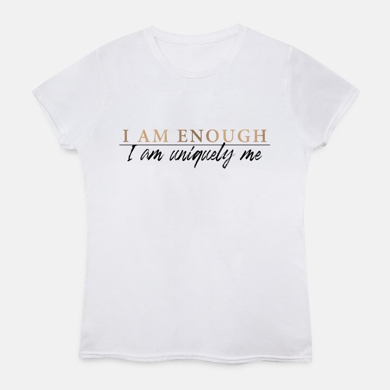 Motivational Queen I Am Enough T-shirt- White - Womens Hoodies & Sweatshirts - British D'sire