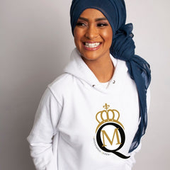Motivational Queen Logo Hoodie – White - Womens Hoodies & Sweatshirts - British D'sire
