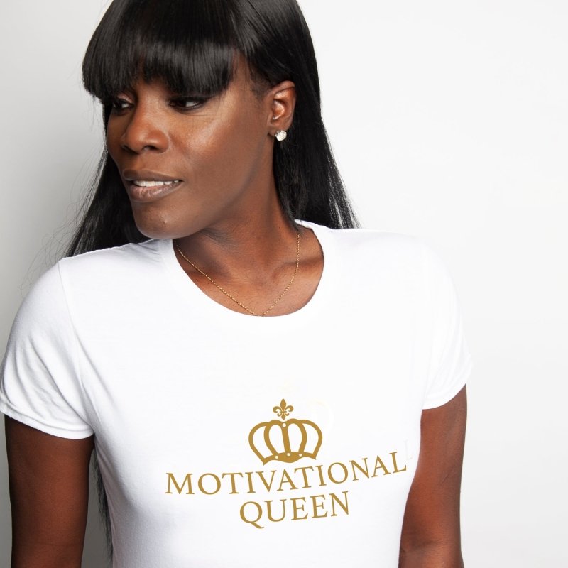 Motivational Queen T-shirt – White - Womens Hoodies & Sweatshirts - British D'sire