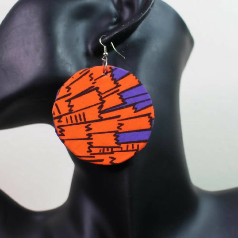 Motunrayo Orange & Purple Ankara Earring - Jewelry/Accessories - British D'sire