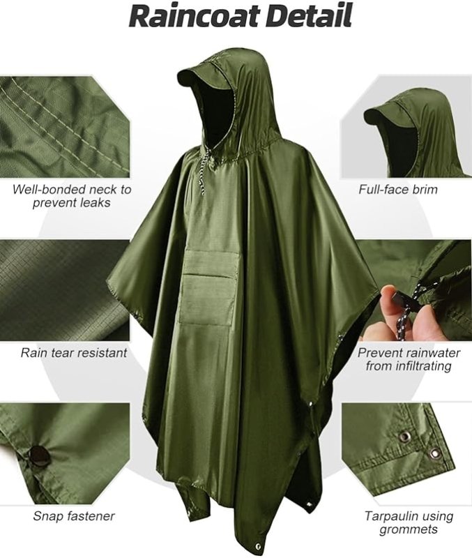 MOXTOYU Waterproof Poncho Adult Big Size Lightweight Reusability Waterproof Ponchos for Men and Women Suitable for Outdoor Hiking Camping Cycling Traveling Waterproof Raincoat - British D'sire