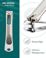 MR.GREEN Manicure Set 8 in 1,Professional Pedicure kit,Stainless Steel Manicure Kit,Portable Travel Grooming Kit Nail Care Tools,Nail Clippers Pedicure Tools, Green 8 Pcs - British D'sire