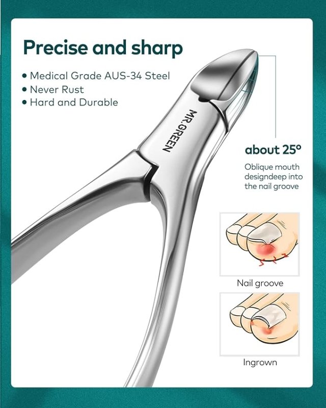 MR.GREEN Manicure Set 8 in 1,Professional Pedicure kit,Stainless Steel Manicure Kit,Portable Travel Grooming Kit Nail Care Tools,Nail Clippers Pedicure Tools, Green 8 Pcs Secondary image