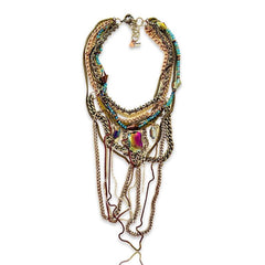 Multi Color Statement Necklace with Swarovski Crystals. - Necklaces - British D'sire