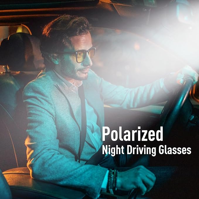 Musivon Polarized Night Driving Glasses for Men Women - Anti Glare Night Vision Yellow Glasses for Driving at Night - British D'sire