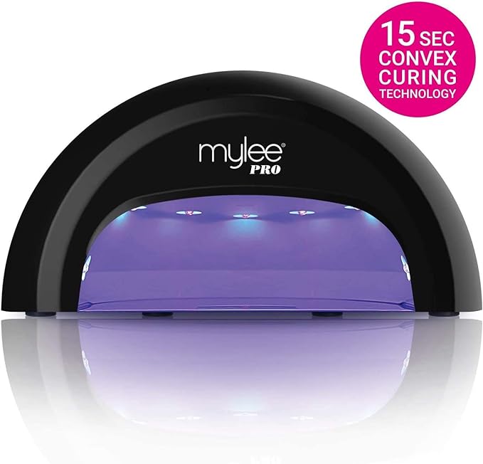 Mylee Complete Professional Gel Nail Polish LED Lamp Kit, 4x MYGEL Colours, Top & Base Coat, Mylee PRO Salon Series Convex Curing® LED Lamp, Prep & Wipe, Gel Remover (Black Lamp) - British D'sire