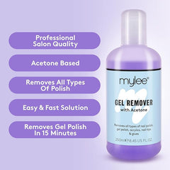 Mylee Nail Gel Polish Prep Wipe + Remover Cleanser UV LED Manicure Acetone 2x250ml by Mylee - British D'sire