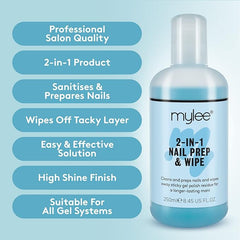 Mylee Nail Gel Polish Prep Wipe + Remover Cleanser UV LED Manicure Acetone 2x250ml by Mylee - British D'sire